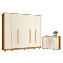 Ver imagem 1 de Kit Guarda Roupa Casal Mercure 6 e Cômoda Fontana 2 com 7 Gavetas Cinamomo Off White