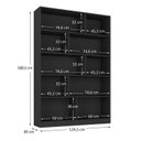 Ver imagem 2 de Estante de Livros 100% MDF 124,5CMX180,5cm 4 Portas 8 Nichos Versatile Preto