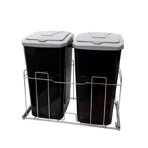 Lixeira Dupla Deslizante de Embutir 30L Tampa Click Cozinha