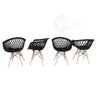 Jogo de 4 Cadeira para Sala de Estar Apoio Braços Web Preta AJL STORE - 2