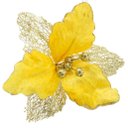 Ver imagem 3 de Kit 2 Flores com Cabo Artificial Decoração de Natal com Glitter 27cm