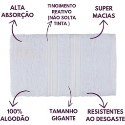 Jogo de Toalhas Gigante Itália Soft 2 Banhão + 2 Rosto + 2 Tapete Luxo 100% Algodão Branco - 6
