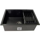Ver imagem 2 de Cuba Preta Quadrada Inox Cozinha Pia Embutir Sobrepor Gourmet 5040 Premium com Lixeira Embutir 5 Lit