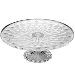 Kit 1 Boleira com Tampa e 1 Prato Porta Bolo com Pé 25cm Cristal Diamond Renaissance Lyor - 8