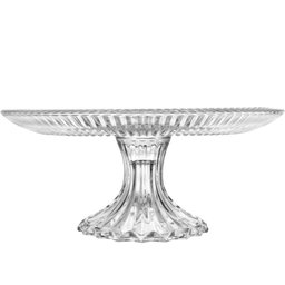 Kit 1 Boleira com Tampa e 1 Prato Porta Bolo com Pé 25cm Cristal Diamond Renaissance Lyor - 4