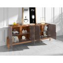 Ver imagem 2 de Aparador Buffet Sala 190cm Liz 4 Portas com Adega com Pés de Madeira Cinza com Cedro - Rede Móveis