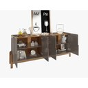 Ver imagem 4 de Aparador Buffet Sala 190cm Liz 4 Portas com Adega com Pés de Madeira Cinza com Cedro - Rede Móveis