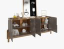 Ver imagem 4 de Aparador Buffet Sala 190cm Liz 4 Portas com Adega com Pés de Madeira Cinza com Cedro - Rede Móveis