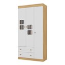 Ver imagem 2 de Guarda-roupa Infantil 92cm com Vidro 3 Portas e 2 Gavetas Brisa Multimóveis Mp4425 Madeirado/branco