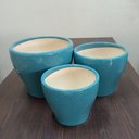 Ver imagem 7 de Jogo 3 Cachepô Cerâmica Azul Vaso Decorativo Planta