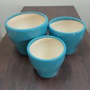 Ver imagem 6 de Jogo 3 Cachepô Cerâmica Azul Vaso Decorativo Planta