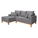 Ver imagem 3 de Sofá 3 Lugares Beny Chaise Grafite Base Madeira Linho Império Estofados