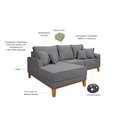 Ver imagem 6 de Sofá 3 Lugares Beny Chaise Grafite Base Madeira Linho Império Estofados