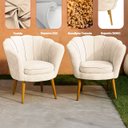 Ver imagem 3 de Kit 4 Poltrona Sala Decorativa Pétala Veludo Gelo Pés Palito Castanho - Arkell