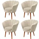 Ver imagem 1 de Kit 4 Poltrona Sala Decorativa Pétala Veludo Gelo Pés Palito Castanho - Arkell