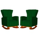 Ver imagem 1 de Conjunto 2 Poltronas Estofadas de Balanço Melinda Suede Verde - LM DECOR
