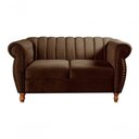 Ver imagem 1 de Sofá Realeza 2 Lugares 146cm Marrom Veludo Clássico Bella Decor