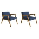 Ver imagem 2 de Kit 2 Poltronas Decorativas Madeira Maciça Jequitibá Assento com Persintas Elásticas Ravena