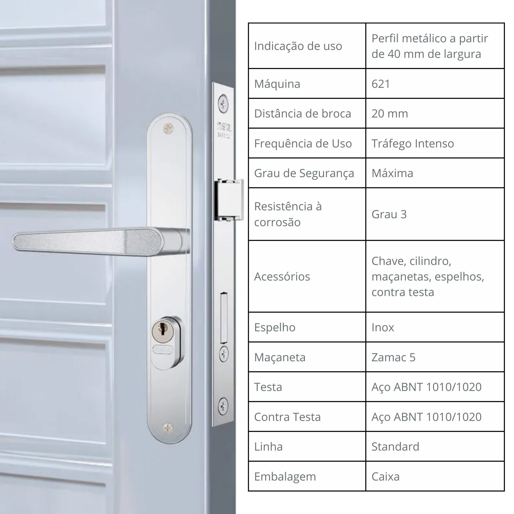 Fechadura Externa com Espelho Inox 601-602/33 20mm Stam - 4