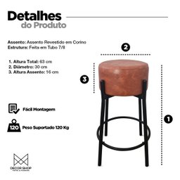 Kit 2 Banquetas para Cozinha Balcão Bistrô Bancada Dre Média:whisk - 7