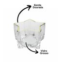 Ver imagem 4 de Porta Velas Castiçal Estrela Vidro Borda Dourada 10cm - Tuut