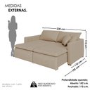 Ver imagem 3 de Sofá Cama Retrátil em Madeira Eucalipto e Linho 230cm Uruguai