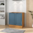 Ver imagem 1 de Balcão Planejado 2 Portas 80cm sem Tampo Soho CabeCasa MadeiraOriginals Freijó/Azul