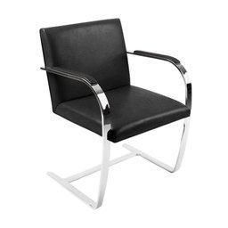 Kit 4 Cadeiras Brno Couro Natural Preto Barra Chata Cromada - 2