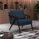 Ver imagem 3 de Conjunto 2 Poltronas Sala de Estar Monique Madeira Castanho Cor: Azul Veludo