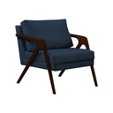 Ver imagem 2 de Conjunto 2 Poltronas Sala de Estar Monique Madeira Castanho Cor: Azul Veludo