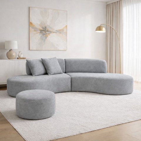 Sofá Virgínia 2,5m Estofado Suede Moderno Confortável Luxo