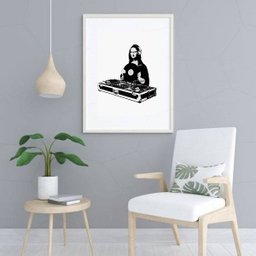 Quadro Monalisa Dj - 60x48cm:madeira Branca - 2 Quadro Monalisa Dj - 60x48cm:madeira Branca - 2