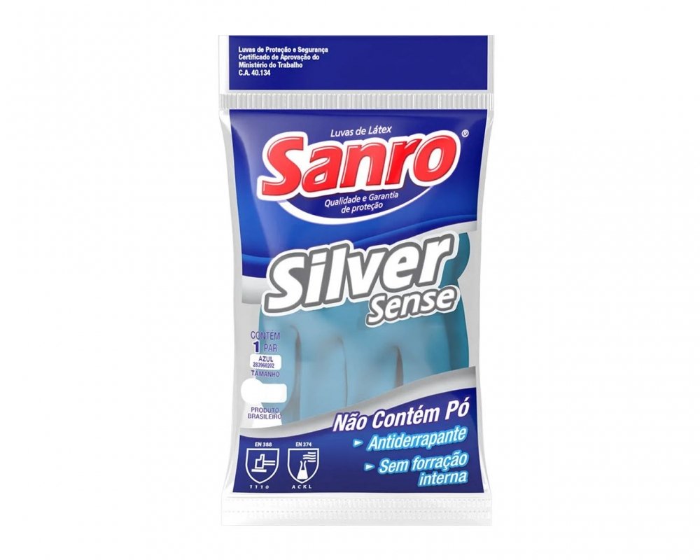 Luva Latex Sanro Azul Silver Sense C G C/10pcs