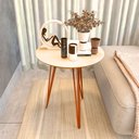 Ver imagem 2 de Mesa de Canto Pés de Ferro Linda Redonda Off Freijó