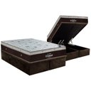 Ver imagem 1 de Cama Box Baú King: Colchão Molas Ortobom SuperPocket Sleep King Látex + Base CRC Suede Brown(186x198