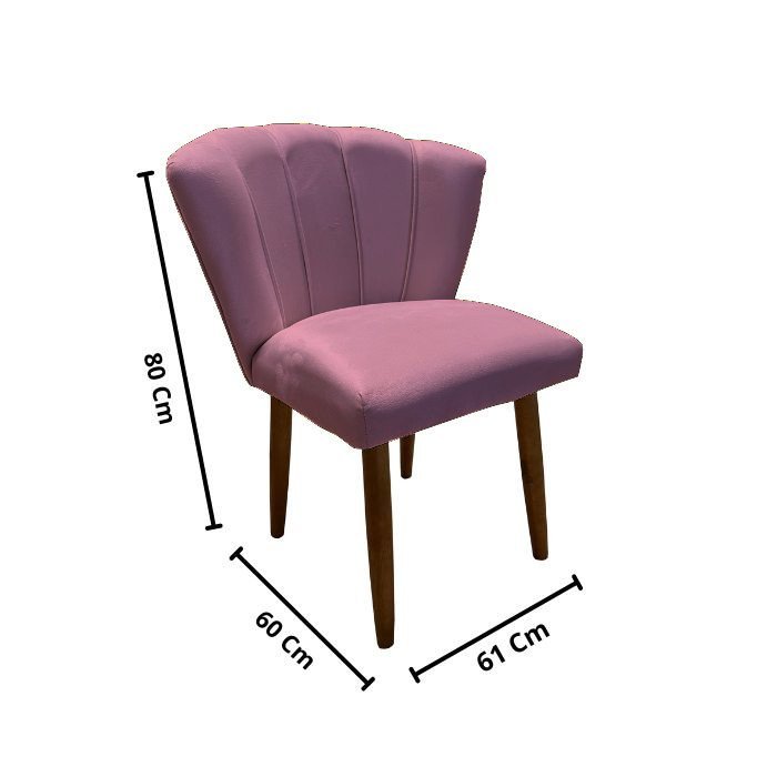 Cadeira De Jantar Pétala Pés Palito Sued Rose - Kimi Design - 6