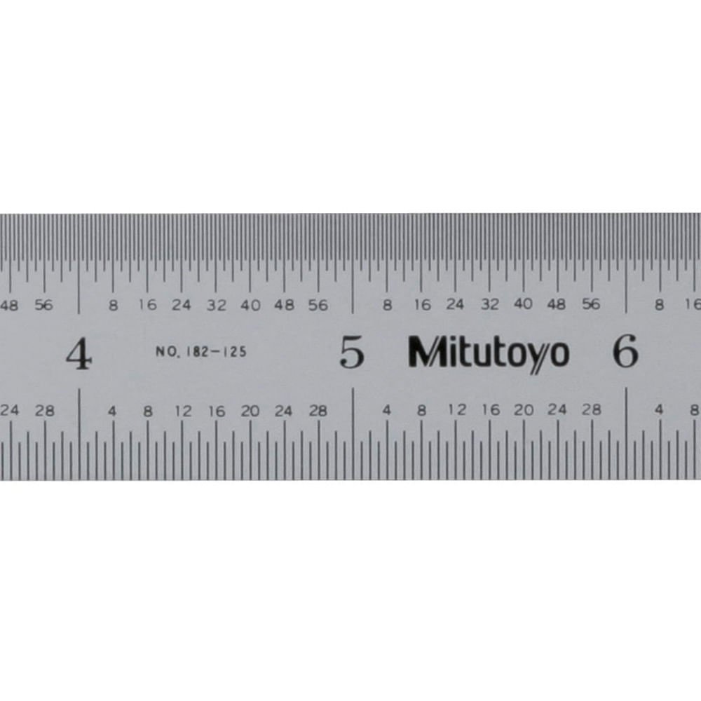 Escala de Aço 12"/300mm Graduação 1/32, 1/64, 1 mm, 0.5 mm Rígida Mitutoyo 182-125 - 1