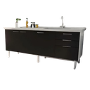 Ver imagem 1 de Gabinete Cozinha Armário 3 Gavetas 2 Portas Multiuso 144cm:preto