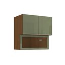 Ver imagem 1 de Armário Aéreo P/ Cozinha Vibra T647 C/ 3 Portas (1 C/ Vidro) 80cm Canela/verde Pistache Lacca -
