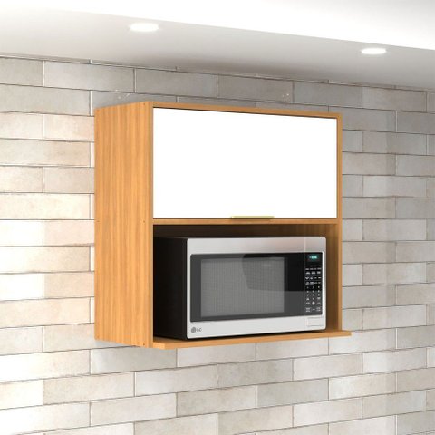 Armário Aéreo Cozinha 70 Cm Domus 1 Porta com Nicho Nogal/branco - Hecol Móveis