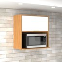 Ver imagem 1 de Armário Aéreo Cozinha 70 Cm Domus 1 Porta com Nicho Nogal/branco - Hecol Móveis