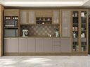 Ver imagem 1 de Armário de Cozinha Modulada Completa Reta 9 Peças 4,00m Botanic Kappesberg - Nogueira/Fendi