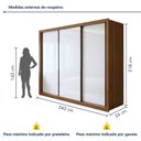 Ver imagem 4 de Guarda Roupa Casal Premium Nápoli 3 Portas de Correr 6 Gavetas 242cm Yescasa Branco/Carvalho
