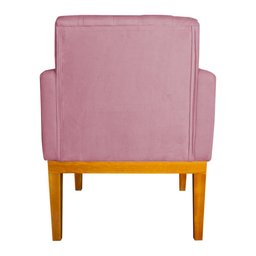 Poltrona Baronesa Capitone Pés Madeira com Base Reforçada Suede Rosa - 4