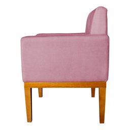 Poltrona Baronesa Capitone Pés Madeira com Base Reforçada Suede Rosa - 2