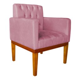 Poltrona Baronesa Capitone Pés Madeira com Base Reforçada Suede Rosa - 3