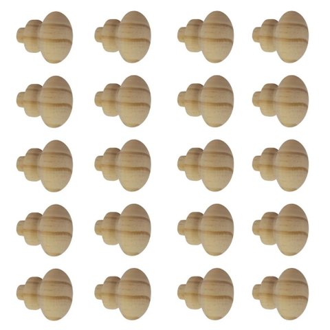 Kit 20 Puxadores de Madeira Redondos para Móveis Gavetas Armários Modelo Roma Tipo Tapa Furo