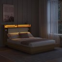 Ver imagem 2 de Conjunto Cama Casal Queen e Cabeceira com Iluminação LED Cancun Mel/Arenas CJ114