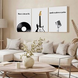 Kit 3 Quadro Decorativo Musica Clássica Retro Disco Moderno 40x28cm - 2