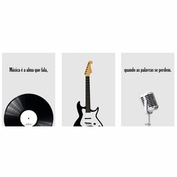 Kit 3 Quadro Decorativo Musica Clássica Retro Disco Moderno 40x28cm - 4